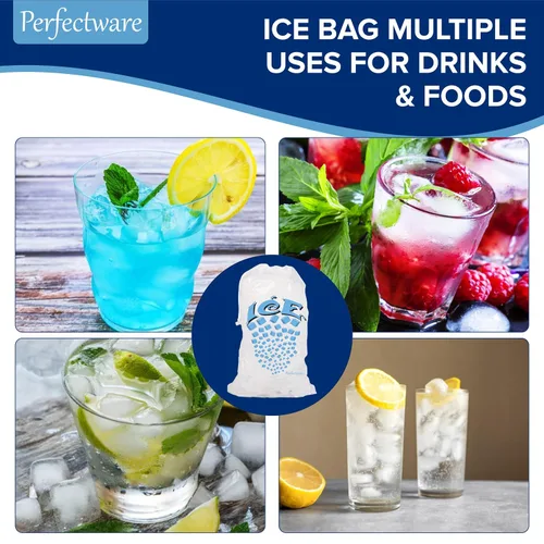 Vista 7 de Perfectware - Bolsas de hielo con cordón de 5 libras con asa de hilo de algodón - Paquete de 50