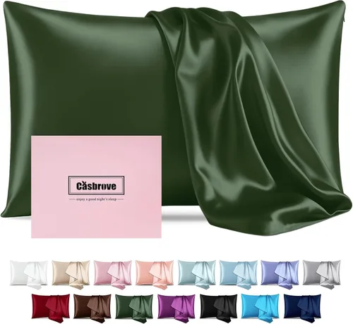 Vista 27 de Fundas de almohada de seda con cremallera, funda de almohada de morera, azul bebé, estándar, 1 unidad 20x26 Silk Pillowcase for Hair and