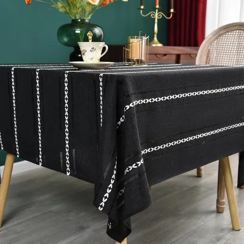 Vista 21 de NEWISHER Mantel cuadrado pequeño bordado rústico de 20 x 20 pulgadas, mantel de tela jacquard a rayas lavable para mesa de comedor para mesita