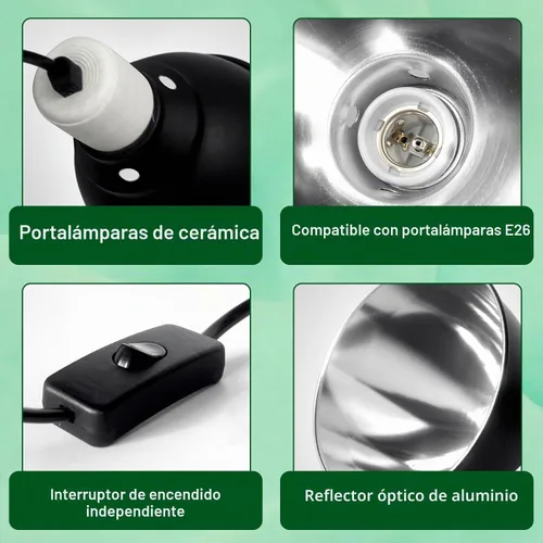 Vista 3 de BNOSDM Lámpara de reptil, lámpara de calor de reptiles de cúpula poco profunda de 5.5 pulgadas para bombilla UVB UVA, bombilla de calor de reflexión