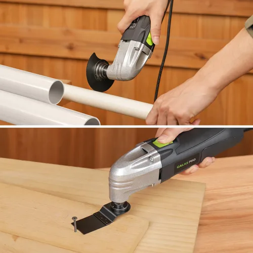 Vista 6 de GALAX PRO Multiherramienta oscilante 22000 OPM 2.0A, ángulo oscilante de 3 grados con 3 hojas de sierra, 1 placa de lijado de hoja semicírcula, 6