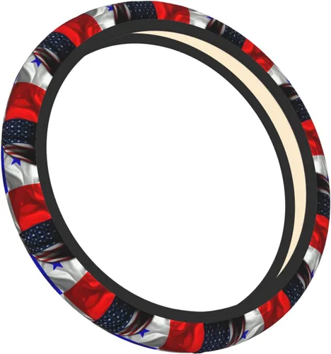 Vista 3 de Funda para volante con bandera de Panamá y bandera panameña para hombres y mujeres, antideslizante, elástica, gruesa, ajuste universal de 15 pulgadas