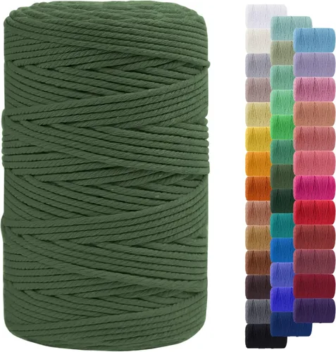 Vista 16 de Cordón de macramé de 0.079 pulgadas, cuerda de algodón natural de 109 yardas, hilo de cuerda de macramé para manualidades, ganchos de pared