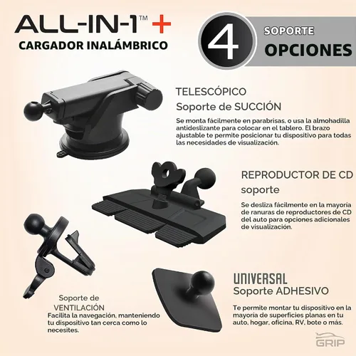 Vista 4 de Verizon - Soporte de carga inalámbrica para automóvil, sensor automático, soporte para teléfono de automóvil, 10 W Qi de carga rápida, montaje