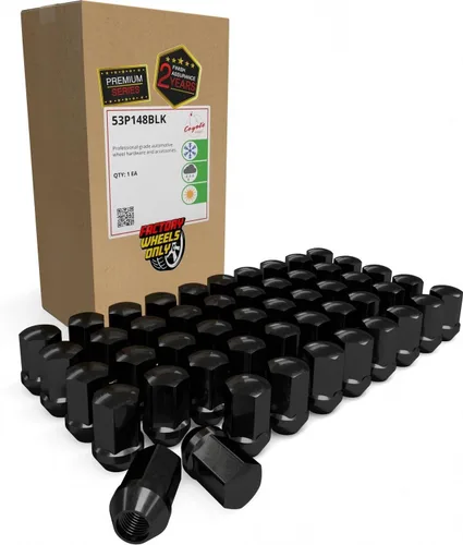 Vista 20 de Wheel Accessories Parts 20 piezas de tuercas de llanta M14x1.5, rosca de 14x1.5, tuerca de seguridad tipo bellota, 1.4" de largo, negras Negro