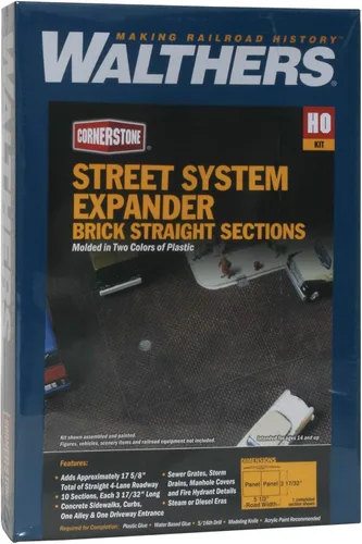 Vista 2 de Walthers Cornerstone Serie Kit HO Escala Modelo Brick Street System Secciones rectas