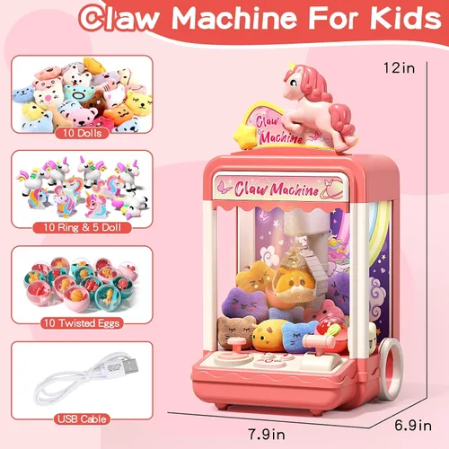 Vista 6 de 35 piezas de máquina de garras para niños, mini agarrador expendedor de dulces, dispensador de premios juguetes para niñas y niños, máquina de juego