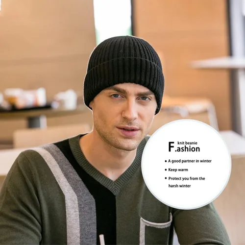 Vista 3 de Gorro de invierno para hombre y mujer, gorro de lana de punto para actividades al aire libre y uso diario