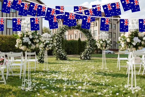 Vista 3 de Bandera Colgante de Banderines Australianos, Pequeña Mini Guirnalda de Banderitas Australianas, Decoración Nacional del País para Escuela, Fiesta