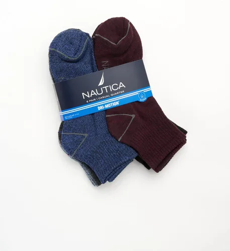 Vista 2 de Nautica Mens Quarter Socks - 6 Pack Comfort Stretch Cushioned Moisture-Wicking Athletic Ankle Socks for Men (Sizes 6-12.5)