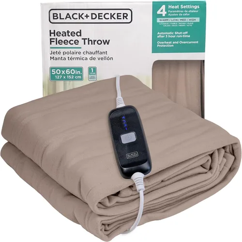 Vista 48 de BLACK+DECKER Manta térmica eléctrica, manta eléctrica de piel de oveja sintética, manta térmica con 4 niveles de calefacción, temporizador de 3