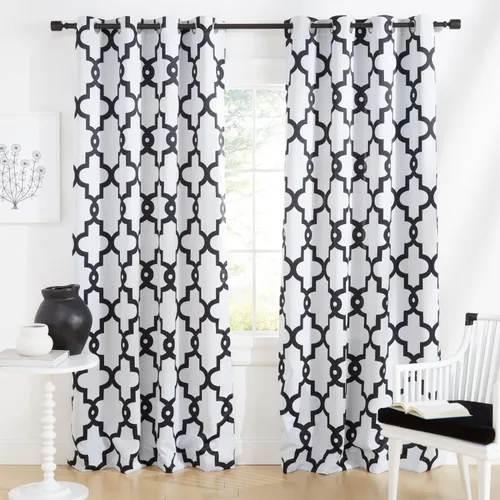 Vista 9 de Exclusive Home Ironwork - Par de paneles de cortinas opacas con ojales en la parte superior, tejido satinado, 52 x 84 pulgadas, negro