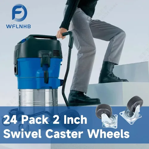 Vista 3 de WFLNHB Paquete de 24 ruedas giratorias de 2 pulgadas, base de goma con placa superior y rodamiento, ajuste resistente para mesas de té, estantes