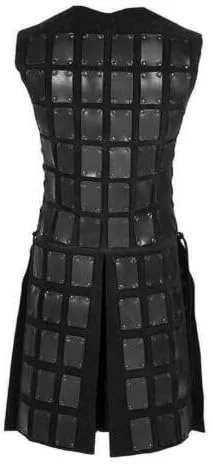 Vista 2 de Bergandina de cuero medieval hombres larp medieval cuero Armor negro