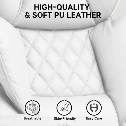 Vista 6 de COMHOMA Silla de juegos grande y alta con soporte lumbar de resorte de bolsillo, silla de oficina ergonómica con reposapiés, silla de escritorio