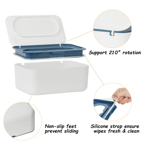 Vista 3 de Paquete de 2 dispensadores de toallitas, soporte de toallitas para bebé y adultos, contenedor de toallitas recargable Seposeve, mantiene