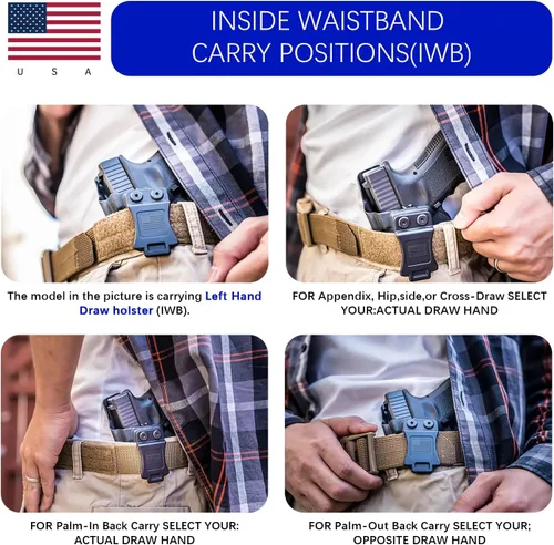 Vista 7 de Holster IWB Kydex Fit – Trigger Guard – Inside Waistband Concealed Carry – Adjustable Cant & 'Posi-Click' Retention - No Wear or Jitter - USA Made