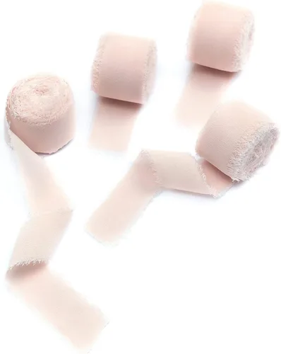 Vista 17 de 4 rollos de cinta de seda hecha a mano con flecos de 1.5 pulgadas x 5 yardas (4 rollos de 20 yardas) para invitaciones de boda, ramos de novia