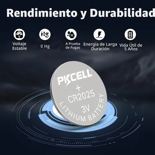 Vista 3 de PKCELL CR2025 - Batería de litio CR2025 de 3 V, paquete de 10