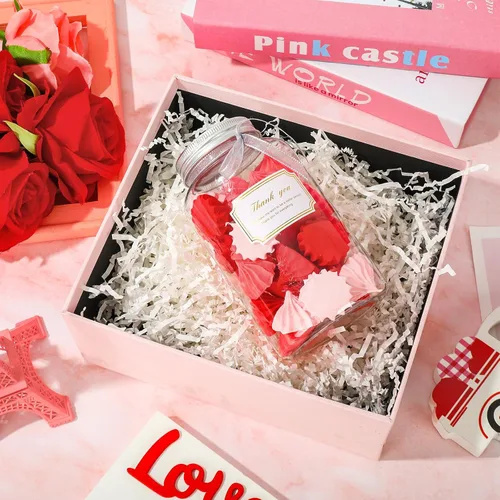 Vista 6 de JarThenaAMCS 10.6 onzas de papel de corte arrugado para el día de San Valentín, relleno de cajas rojas, blancas y rosas, papel de relleno de 3