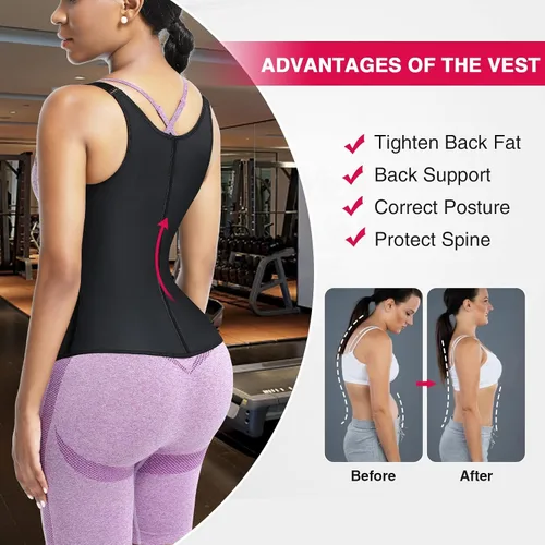 Vista 3 de FeelinGirl Waist Trainer for Women Latex Corset Cincher Vest Sport Workout Girdle Hourglass Body Shaper with Steel Bones