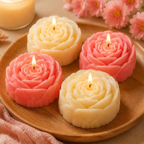 Vista 7 de Juego de moldes de jabón de rosas grandes (paquete de 3), molde de silicona para hacer jabón hecho a mano, velas, chocolate, hornear y manualidades