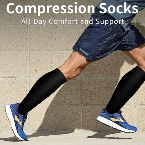 Vista 3 de Calcetines de compresión para mujeres y hombres 8 pares calcetines ideales para correr deportes senderismo viajes en vuelo embarazo