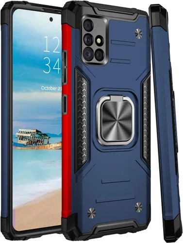 Vista 7 de IKAZZ Funda para Galaxy A51 5G con protector de pantalla, doble capa de TPU suave y flexible y policarbonato duro, antideslizante, de cuerpo Azul