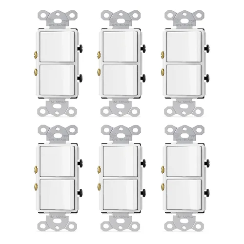 Vista 23 de Baomain Interruptor basculante dúplex de 15 Amp, 120 voltios, Interruptor combinado de CA monofólico