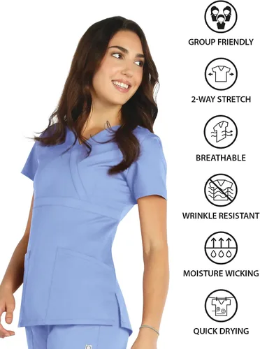 Vista 6 de Maevn Top cruzado con panel de malla EON para mujer Azul Ceil