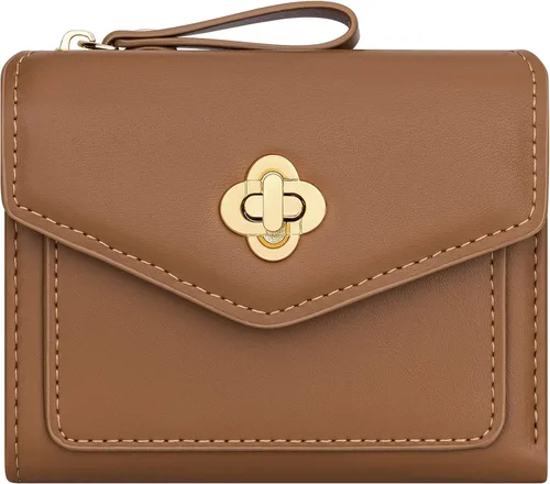 Vista 8 de BIAOTIE Cartera pequeña de piel para mujer, con bolsillo plegable, con bloqueo RFID, tarjetero de crédito, lindo bolso con bolsillo para monedas