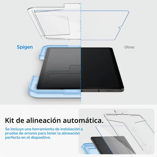 Vista 3 de Spigen GlasTR EZ FIT - Protector de pantalla para Galaxy Tab S9 Plus y S10 Plus 9H+ Tempered glass, Scratch resistance, Auto-align tray