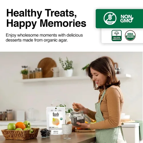 Vista 4 de Foods Alive Polvo de Agar Agar Orgánico 2 oz Gelatina a Base de Plantas Gelatina Kosher Vegano Sin Gluten
