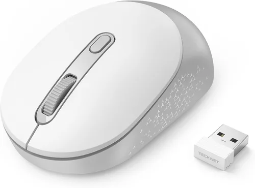 Vista 8 de TECKNET Ratón inalámbrico Bluetooth, receptor USB-A Bluetooth 5.0 y 2.4G, compacto y portátil, clic silencioso, diseño ergonómico simétrico, batería