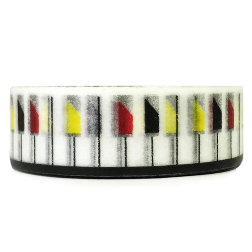 Vista 7 de Wrapables Cinta adhesiva Washi de patrones coloridos, raya diagonal negra y fucsia