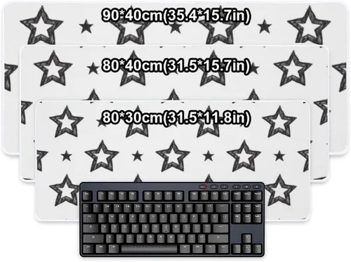 Vista 2 de Black Outline Stars Mouse Pad Large Gaming Desk Pad with Non- Slip Rubber Base Smooth Face Keyboard Desk for Keyboard and Mouse Gaming Accessories