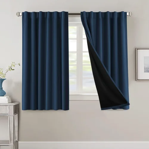 Vista 122 de H.VERSAILTEX Cortinas 100% opacas para dormitorio con forro negro, cortinas de oscurecimiento de habitación completa, con aislamiento térmico