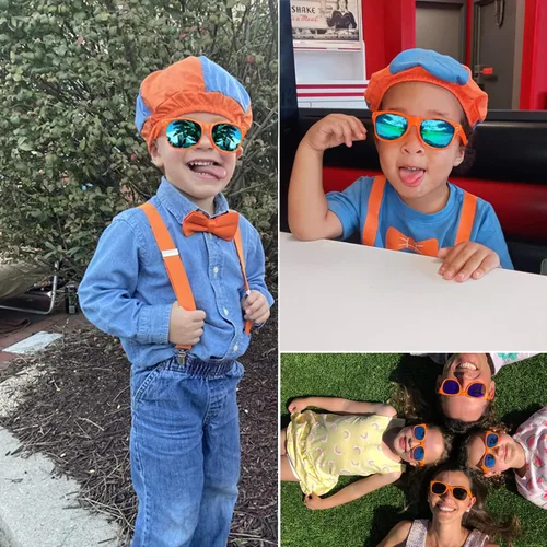 Vista 4 de Fsmiling Paquete de 8 gafas de neón para niños, sin lente, gafas de disfraz coloridas para niños y niñas, regalos de fiesta de cumpleaños