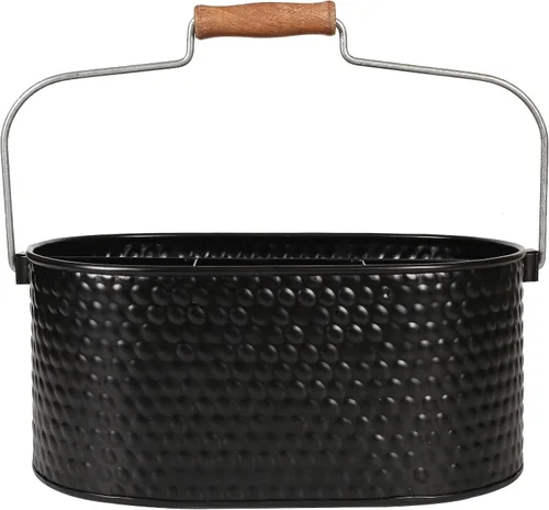 Vista 2 de Bedding Craft Organizador de utensilios galvanizado – Soporte de metal para cocina, picnic y fiestas, organizador rústico para negro, cubiertos