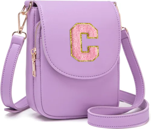 Vista 35 de Viverte Bolso Cruzado para Niñas Adolescentes Pequeñas, Bolso Inicial para Celular, Pequeña Cartera para Niños Pequeños, Bolso de Cuero con Tres