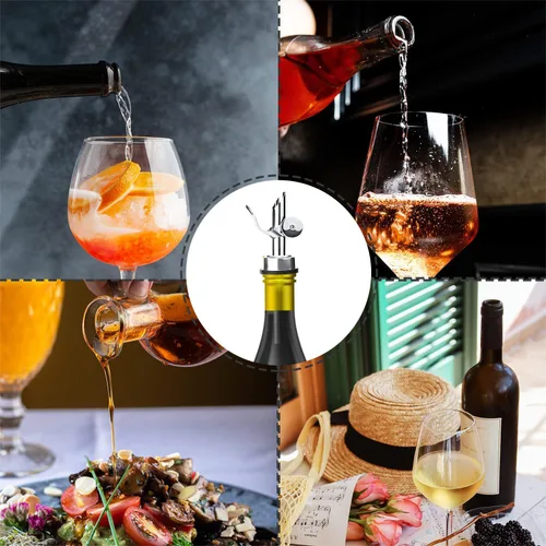 Vista 6 de Vertedores de botellas de licor de acero inoxidable con peso: boquillas abatibles automáticas para un vertido preciso, a prueba de fugas y aptos