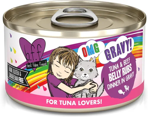 Vista 23 de Weruva B.F.F. OMG – mejor amigo felino Oh My Gravy! Latas de comida húmeda natural sin granos, recetas de tierra y mar en salsa