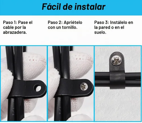 Vista 5 de TWTADE Juego surtido de 222 abrazaderas de cable negras, plástico de nailon tipo R, 6 tamaños 3/16 pulgadas, 1/4 pulgadas, 3/8 pulgadas, 1/2