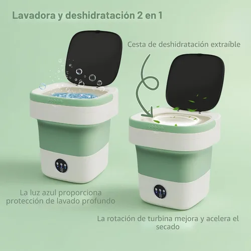 Vista 4 de Lavadora portátil de 20 L, mini lavadora plegable con secadora giratoria, 3 modos de limpieza para ropa de bebé, ropa interior y calcetines