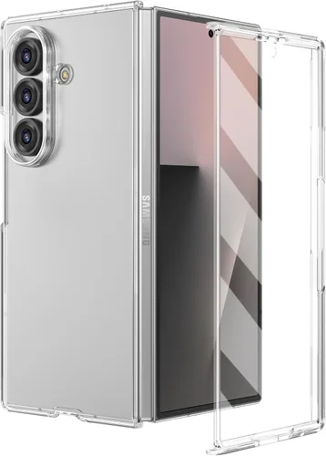 Vista 22 de Ruky Funda para Samsung Galaxy Z Fold 5, cubierta de cuerpo completo con protector de pantalla integrado, soporte de carga inalámbrica de PC duro