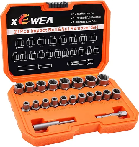 Vista 12 de XEWEA 14PCS 3/8" Drive Screw Extractor Set，Multi-Spline Easy Out