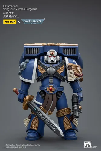 Vista 11 de Warhammer 40K: Ultramarines Vanguard Veteran Sergeant Figura de acción a escala 1:18