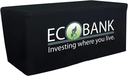 Vista 2 de Mantel y camino de mesa con logotipo personalizado UV Center, mantel ajustable personalizado con diseño, imagen y texto, se adapta a mesas de 4, 6