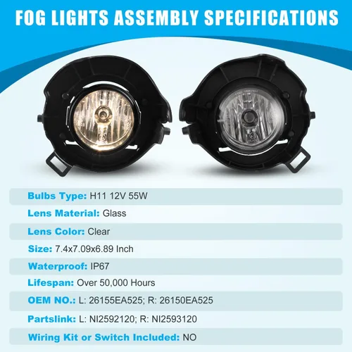 Vista 5 de CPW - Faros antiniebla para Nissan Pathfinder 2005-2012 y Frontier 2005-2009 Luces antiniebla de conducción con lente transparente