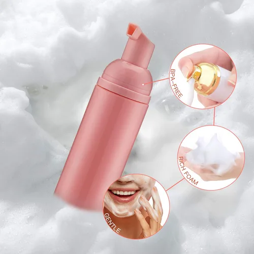 Vista 4 de Botella de espuma de 2 onzas con bomba dorada, dispensadores de espuma de viaje vacíos para jabón, champú, 3 Colores Mini travel size foamer